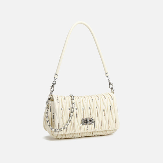 Pleated chain shoulder messenger bag