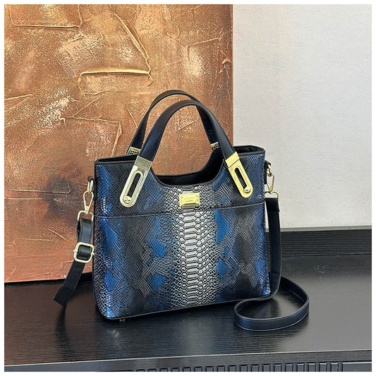Snake pattern shoulder handbag