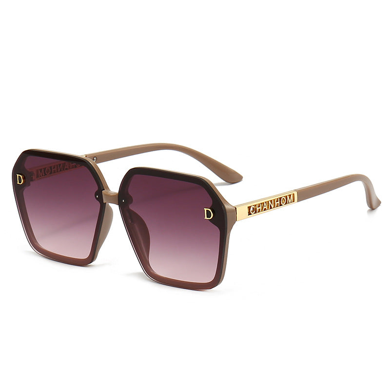 7 Color Trendy Oversized Square Letter Temple Polarized Sunglasses