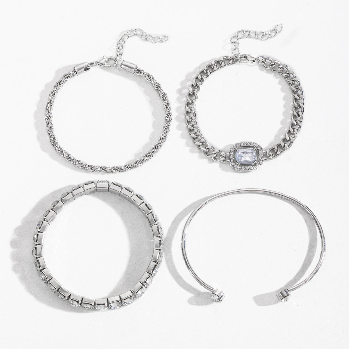 Rhinestone irregular bracelet fashionable versatile alloy bracelet set