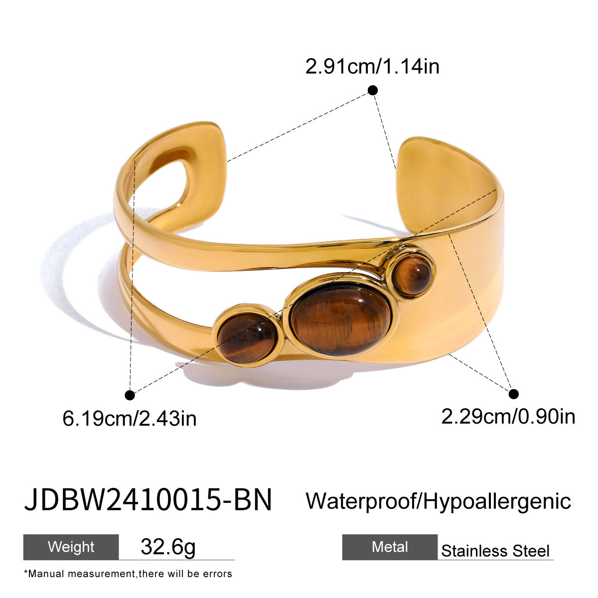 Vintage natural stone open bracelet