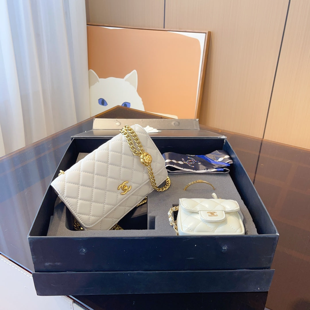 Fashion Leather Camellia Series Ladies Handbag Set