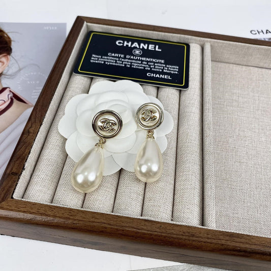 Fashion CC Rhinestone Dangle Earrings