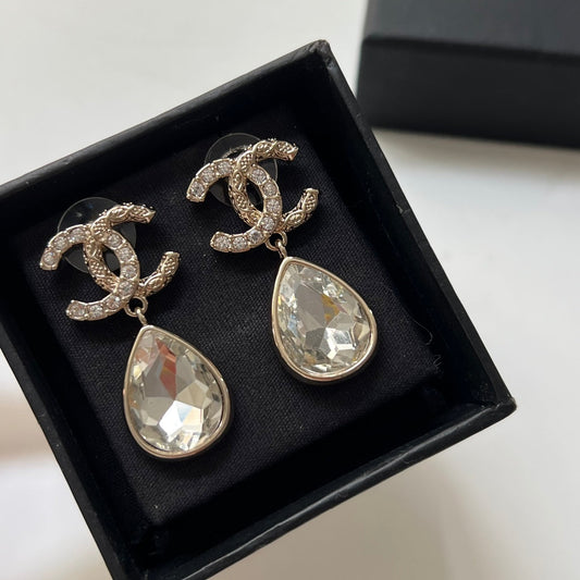 Fashion CC Rhinestone Dangle Earrings