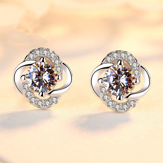 Stylish four-leaf Clover rhinestone Earrings