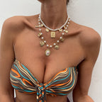 Starfish conch shell pendant pearl necklace