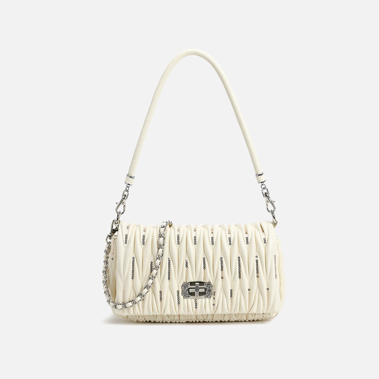 Pleated chain shoulder messenger bag