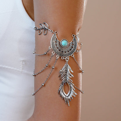 Vintage dream catcher leaf tassel bracelet