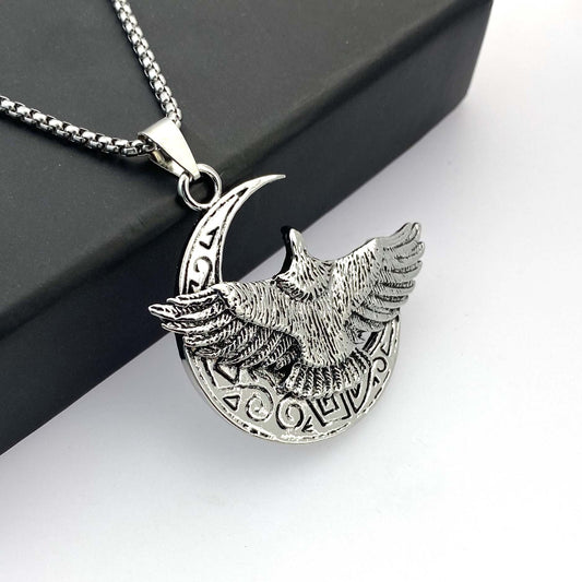 Vintage titanium steel eagle pendant necklace