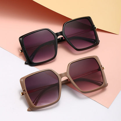8 Color Trendy Oversized Frame Square Metal Cutout Sunglasses