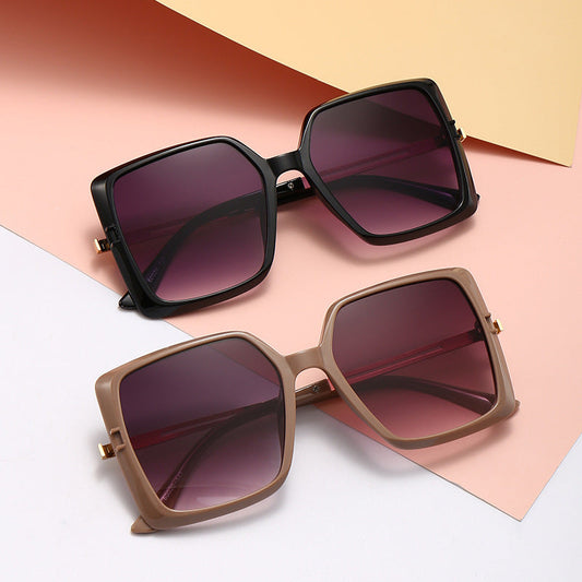 8 Color Trendy Oversized Frame Square Metal Cutout Sunglasses
