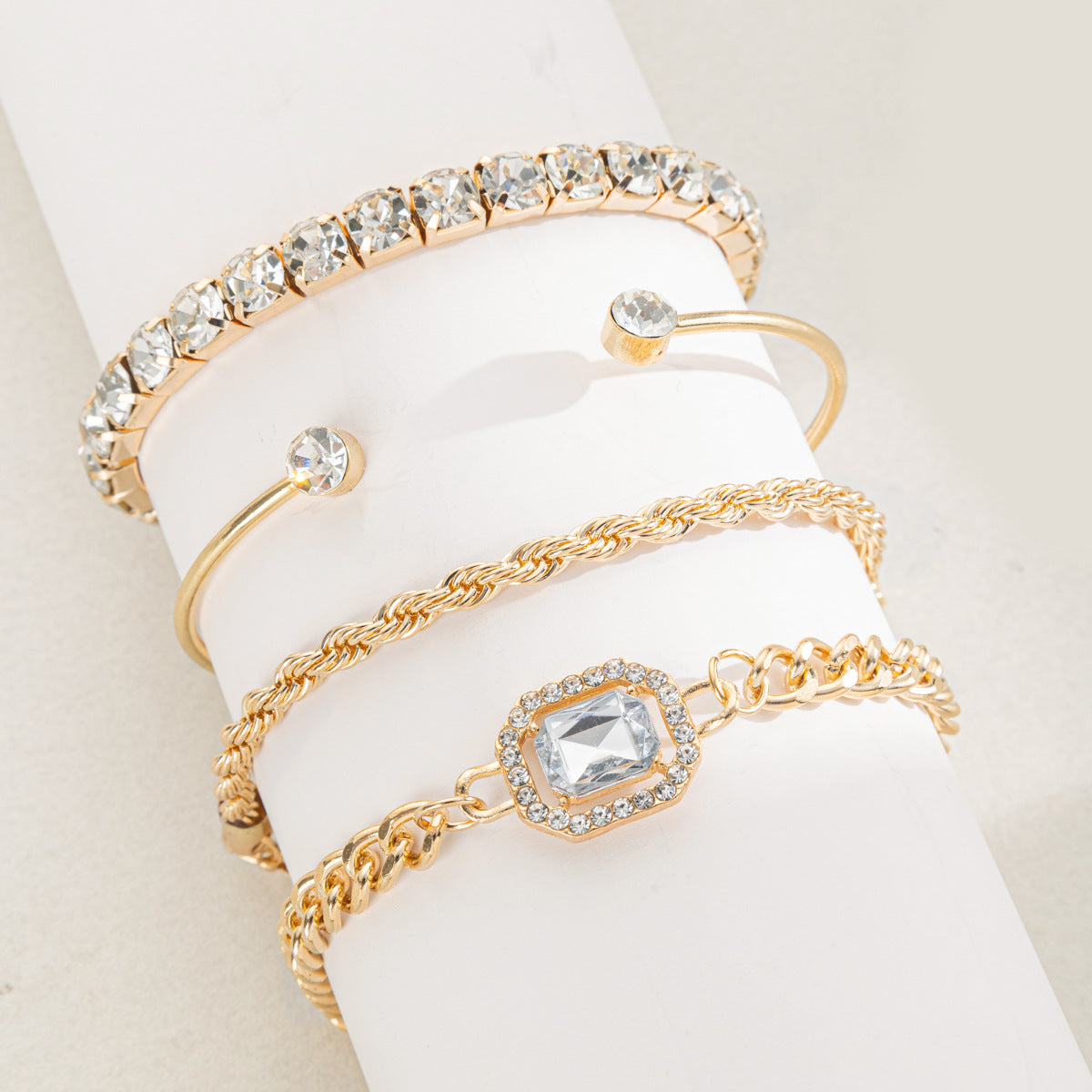 Rhinestone irregular bracelet fashionable versatile alloy bracelet set