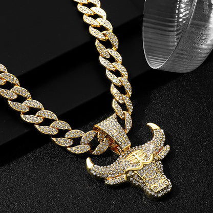 Bull head pendant 15mm Cuban chain