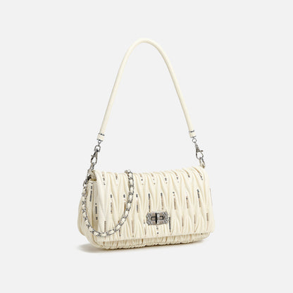 Pleated chain shoulder messenger bag