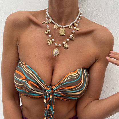 Starfish conch shell pendant pearl necklace