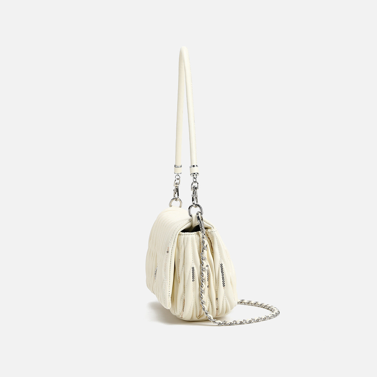 Pleated chain shoulder messenger bag