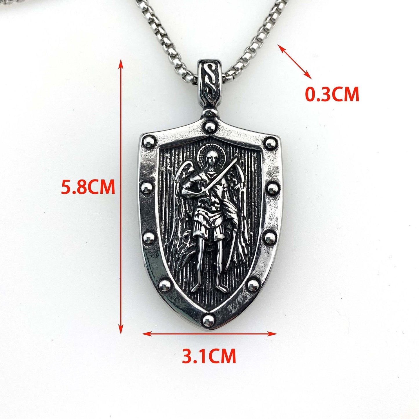 Angel Wings Shield Titanium Steel Pendant Necklace