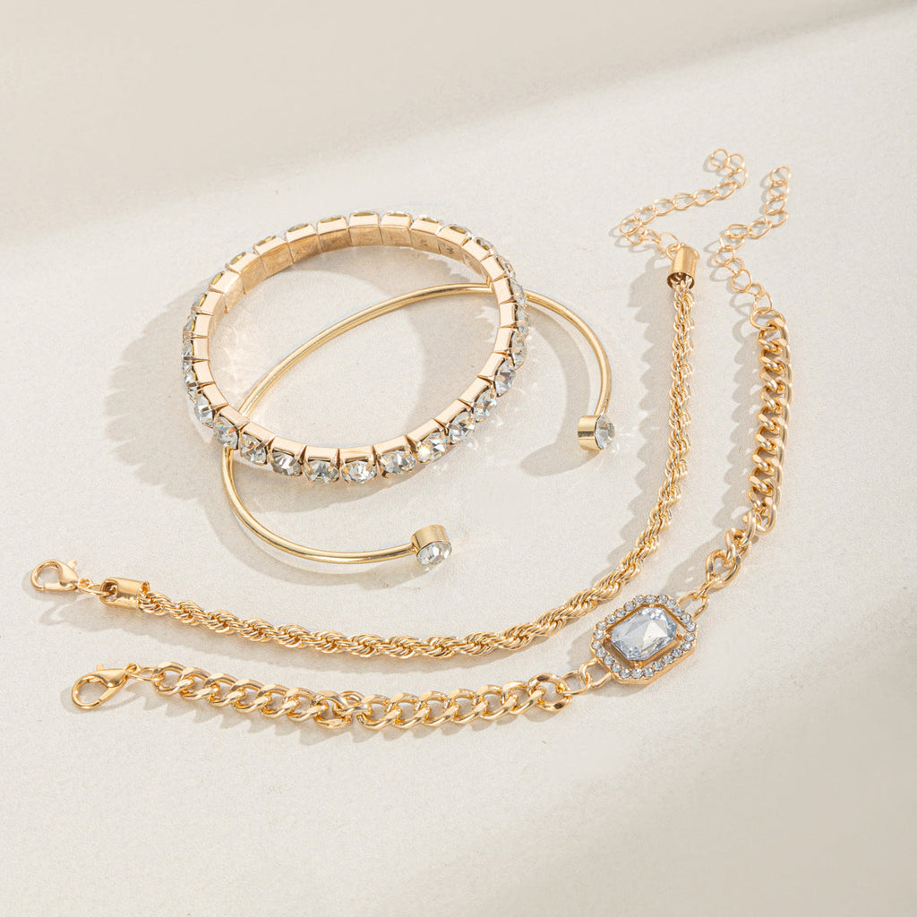 Rhinestone irregular bracelet fashionable versatile alloy bracelet set