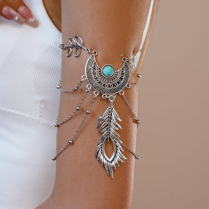 Vintage dream catcher leaf tassel bracelet