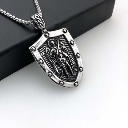 Angel Wings Shield Titanium Steel Pendant Necklace