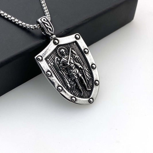 Angel Wings Shield Titanium Steel Pendant Necklace