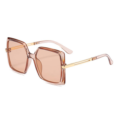 8 Color Trendy Oversized Frame Square Metal Cutout Sunglasses