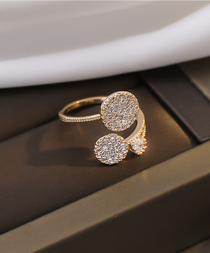 Fashion Alloy Geometric Round Full Diamond Ring