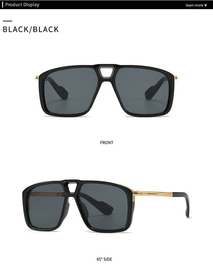 Aviator Glasses Vintage Double Girder Square Sunglasses