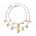 Starfish conch shell pendant pearl necklace