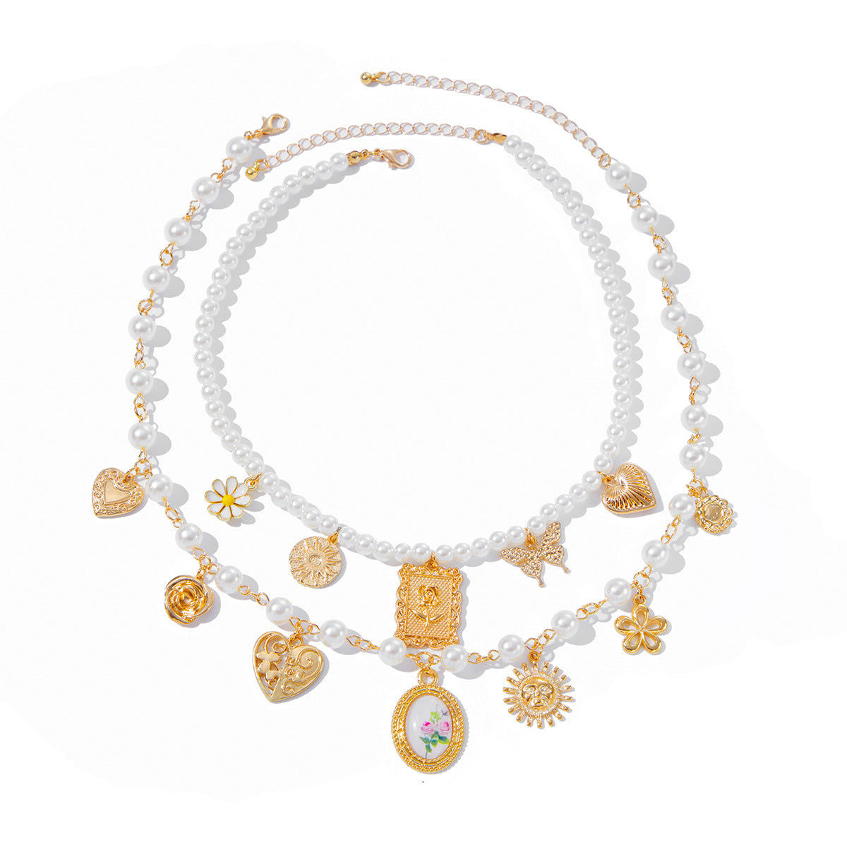 Starfish conch shell pendant pearl necklace