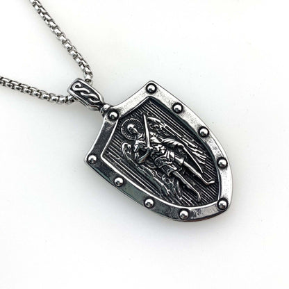 Angel Wings Shield Titanium Steel Pendant Necklace