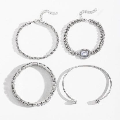 Rhinestone irregular bracelet fashionable versatile alloy bracelet set