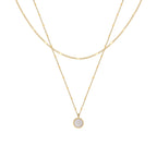 Double White Shell Round Geometric Clavicle Chain