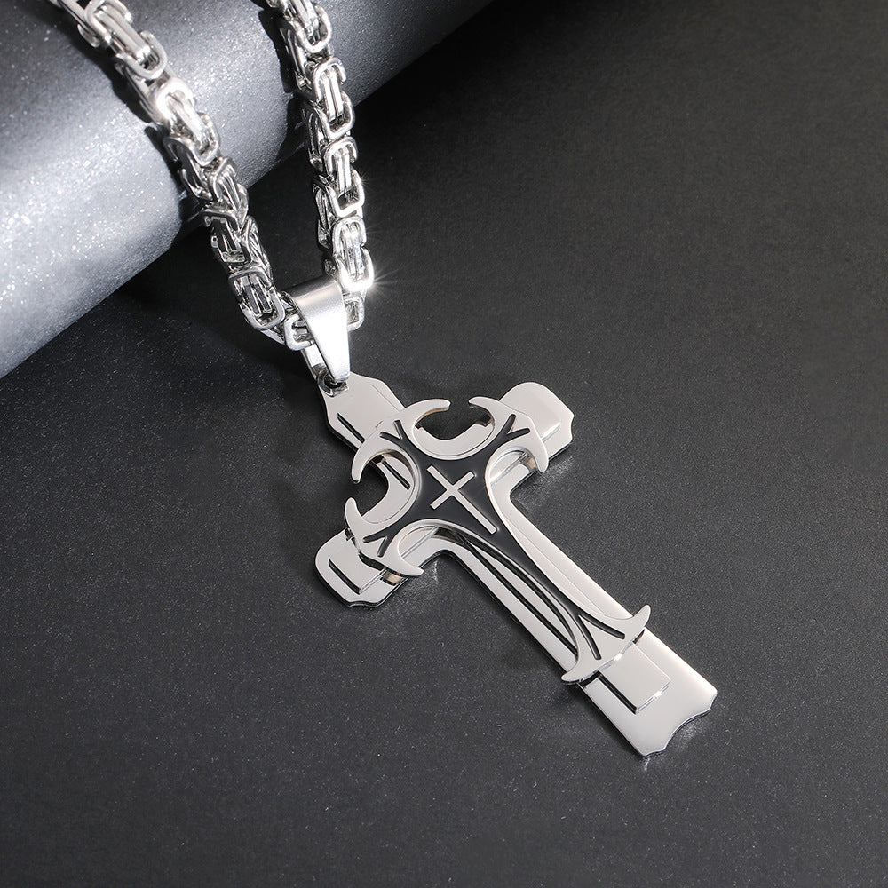 Titanium steel long necklace European and American domineering pattern