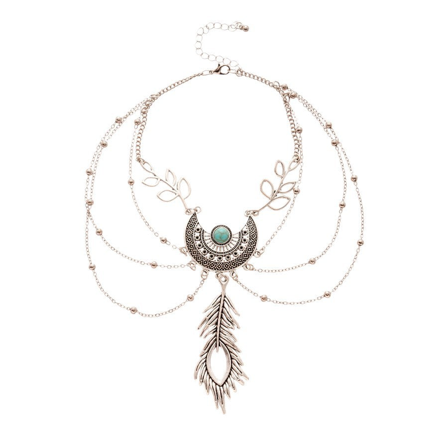 Vintage dream catcher leaf tassel bracelet