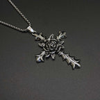 Vintage rose cross pendant necklace