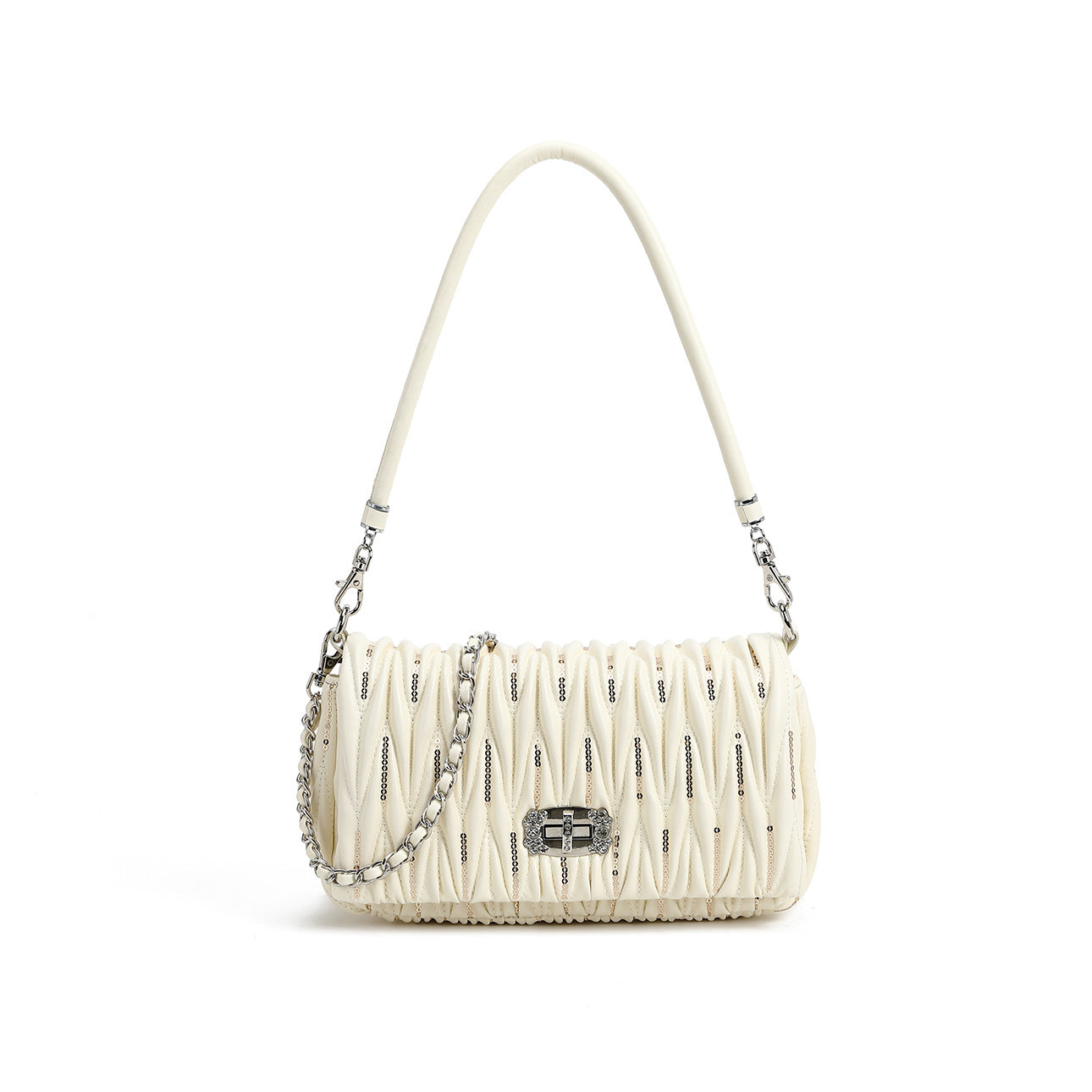 Pleated chain shoulder messenger bag