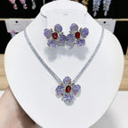 Four-leaf flower necklace, earrings and necklace set