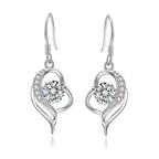 Long heart-shaped rhinestone love earrings