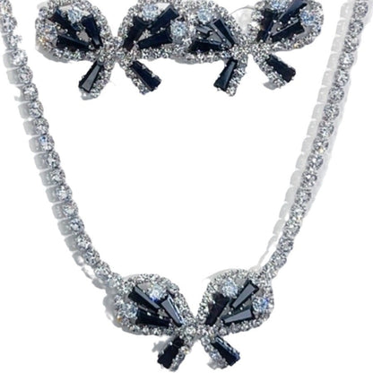 Black butterfly zircon luxury earring necklace set
