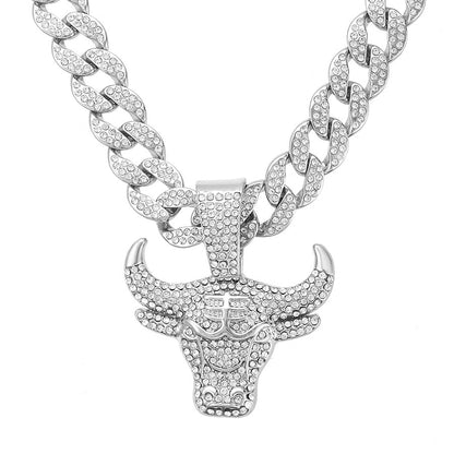 Bull head pendant 15mm Cuban chain