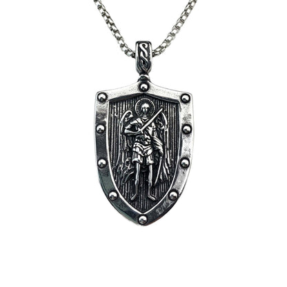 Angel Wings Shield Titanium Steel Pendant Necklace