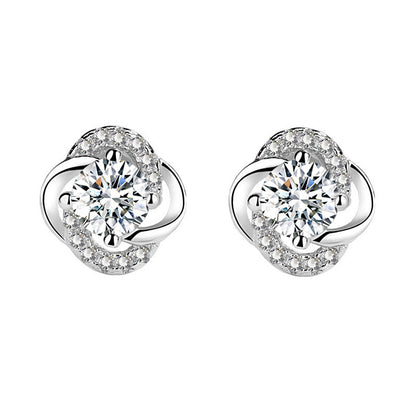 Stylish four-leaf Clover rhinestone Earrings
