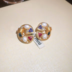 Three-color elegant crystal earrings
