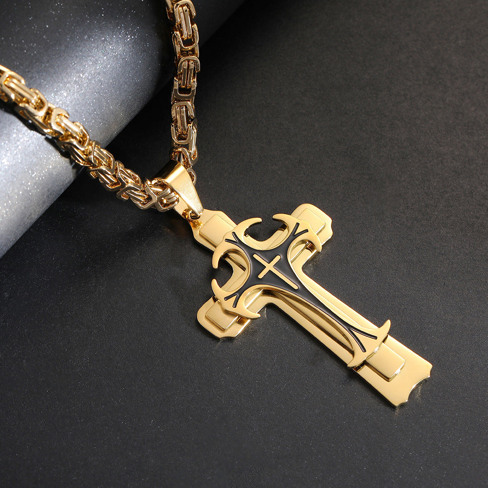 Titanium steel long necklace European and American domineering pattern