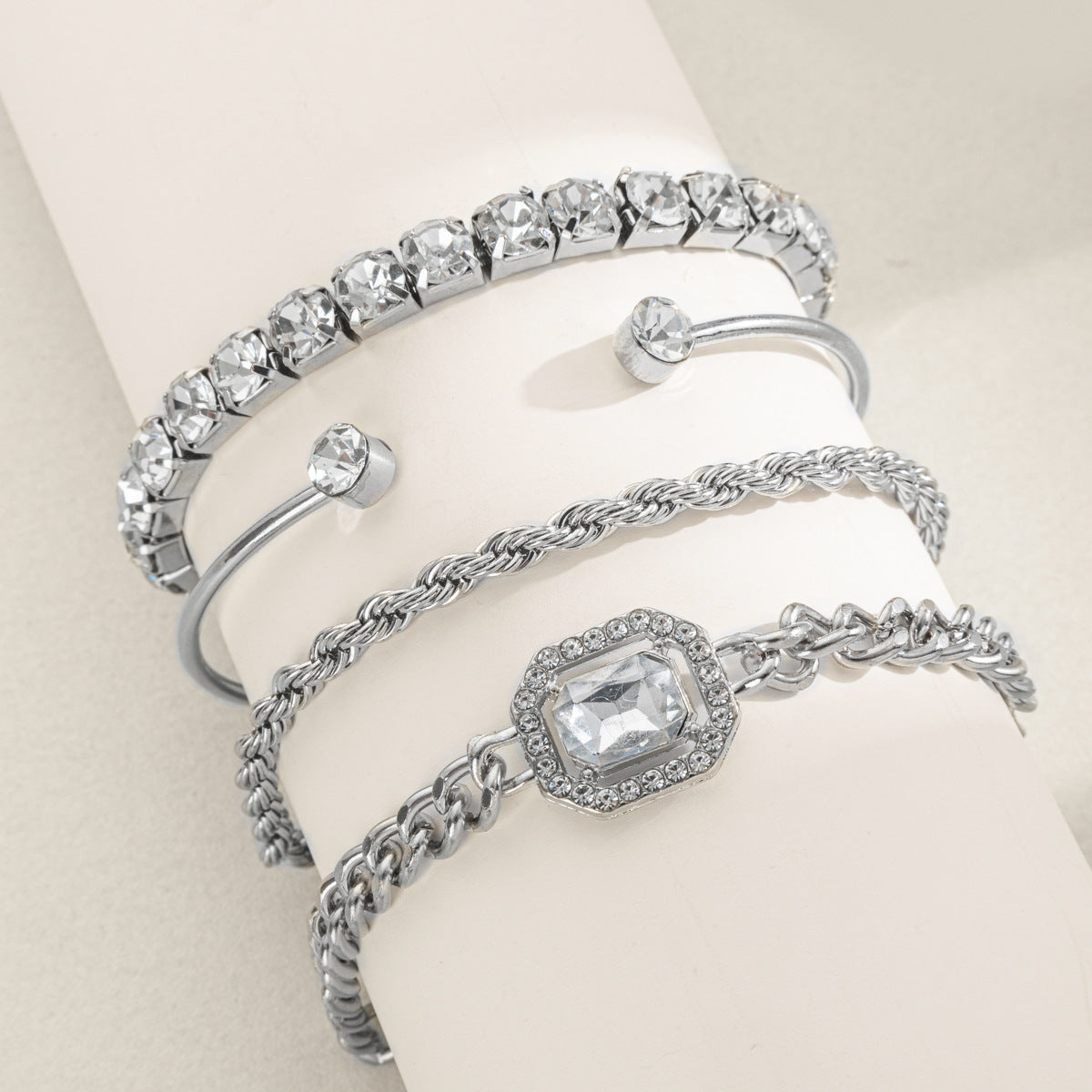Rhinestone irregular bracelet fashionable versatile alloy bracelet set