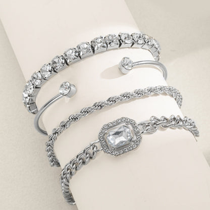 Rhinestone irregular bracelet fashionable versatile alloy bracelet set