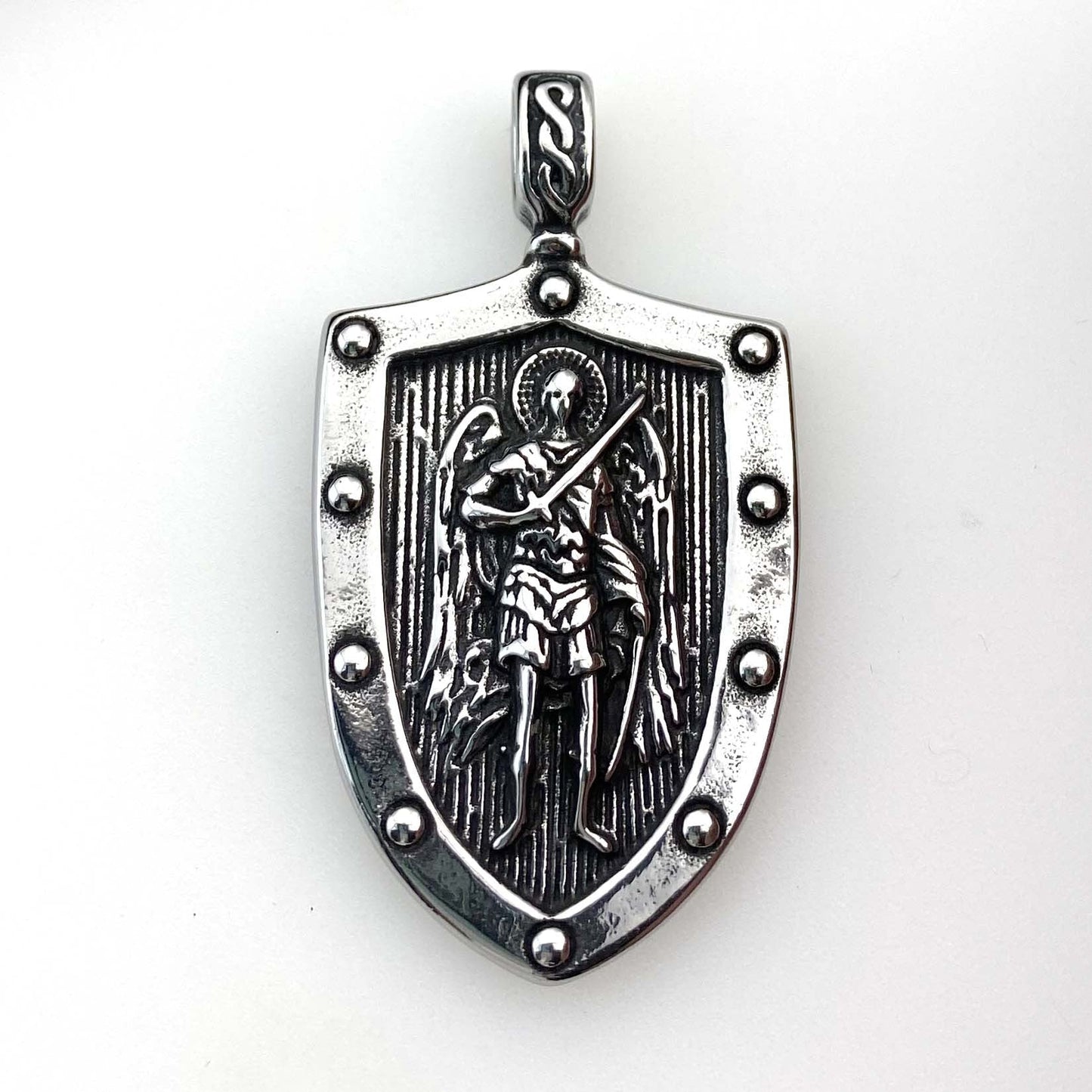 Angel Wings Shield Titanium Steel Pendant Necklace