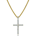 Micro Paved Zircon Hip Hop Anka Key Cross Hip Hop Pendant Necklace