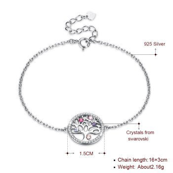 Fashion sterling silver Tree of Life bracelet Austrian crystal bracelet